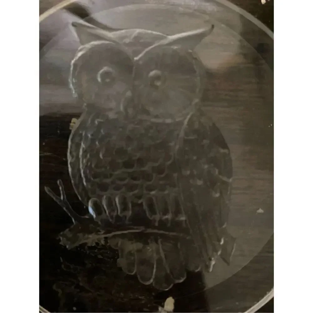 Vintage lucite etched owl in tree limb